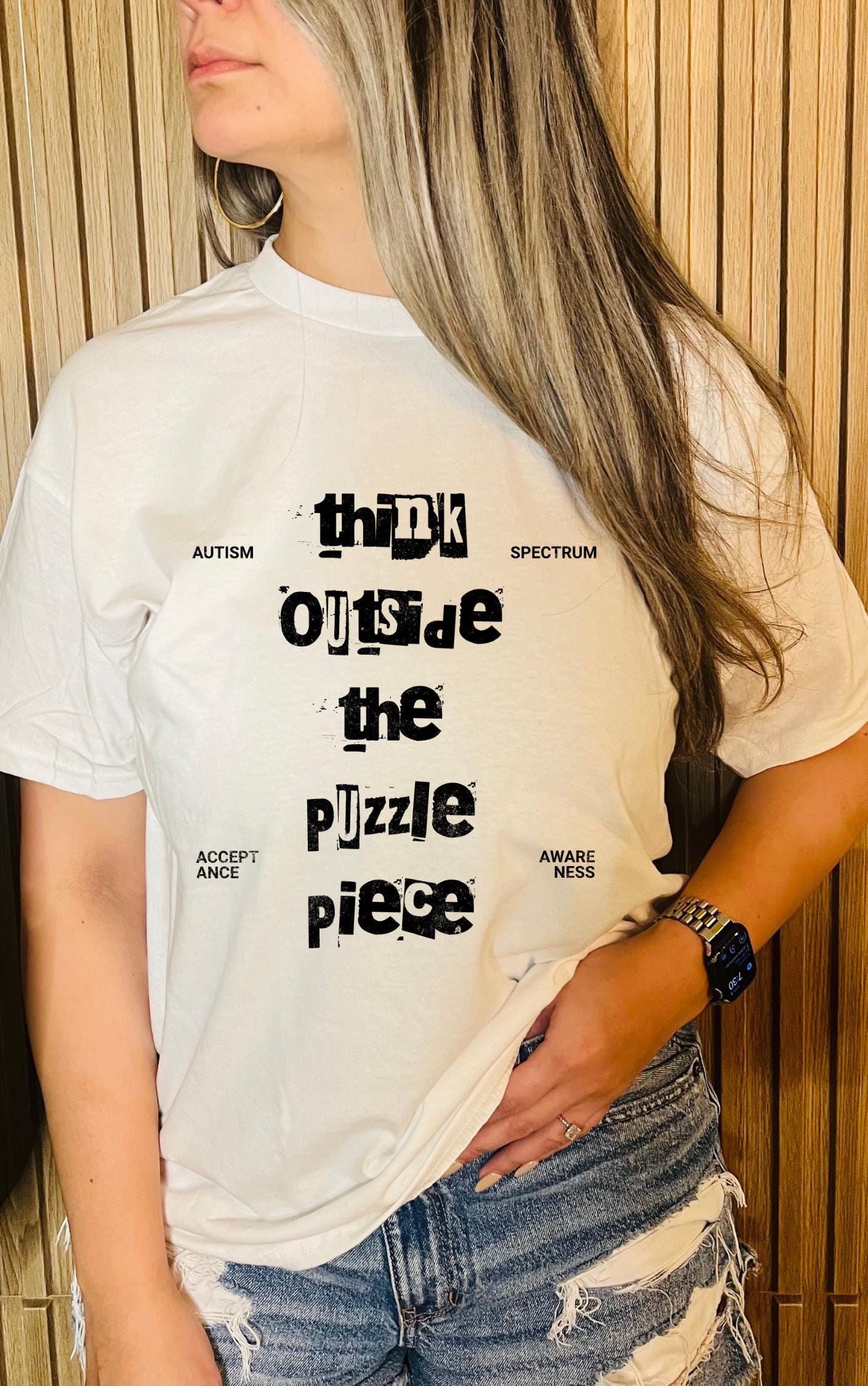 Think Outside the Puzzle Piece Tee - Available in multiple colors!