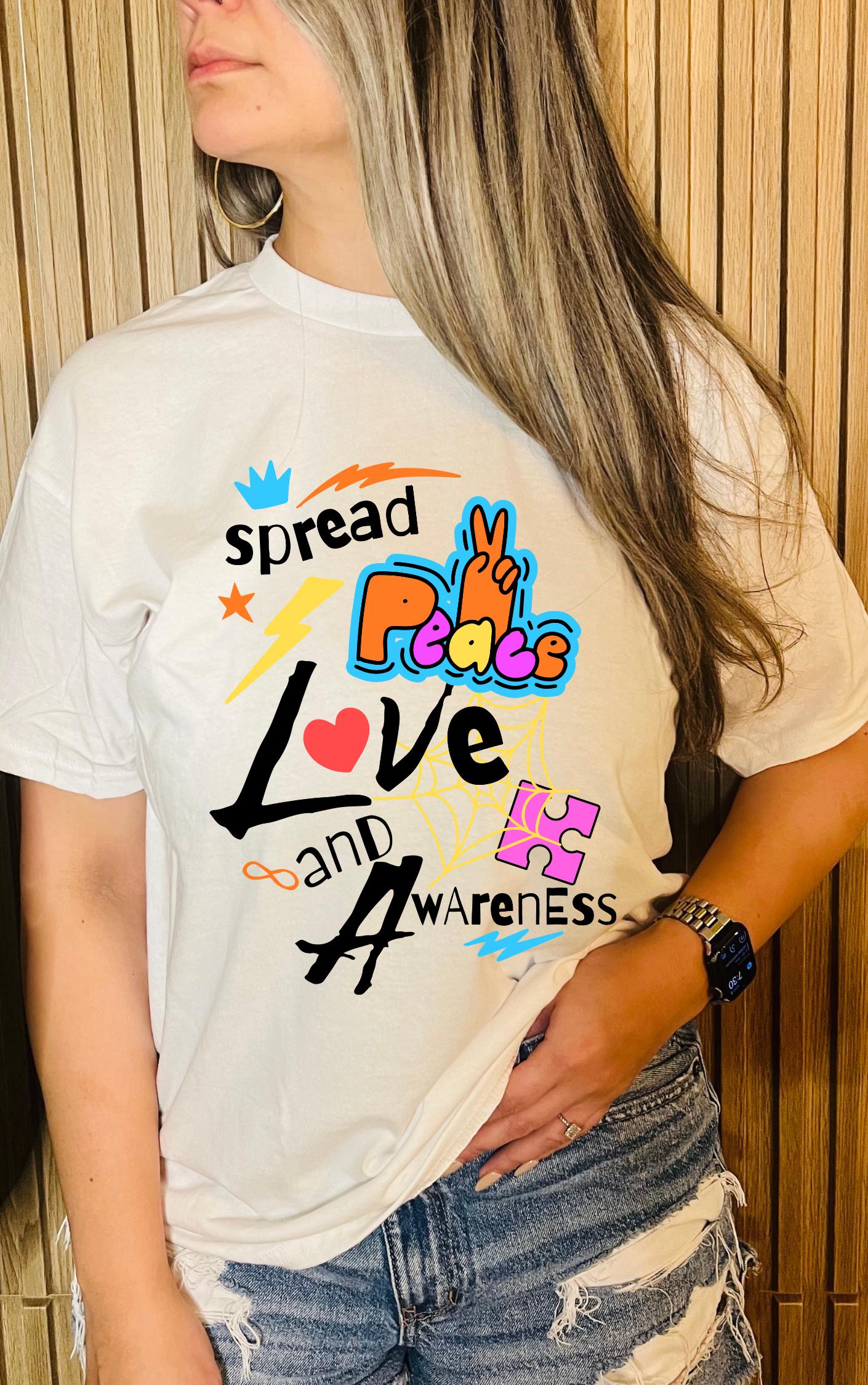 Spread Peace, Love, & Awareness Tee - Available in multiple colors!