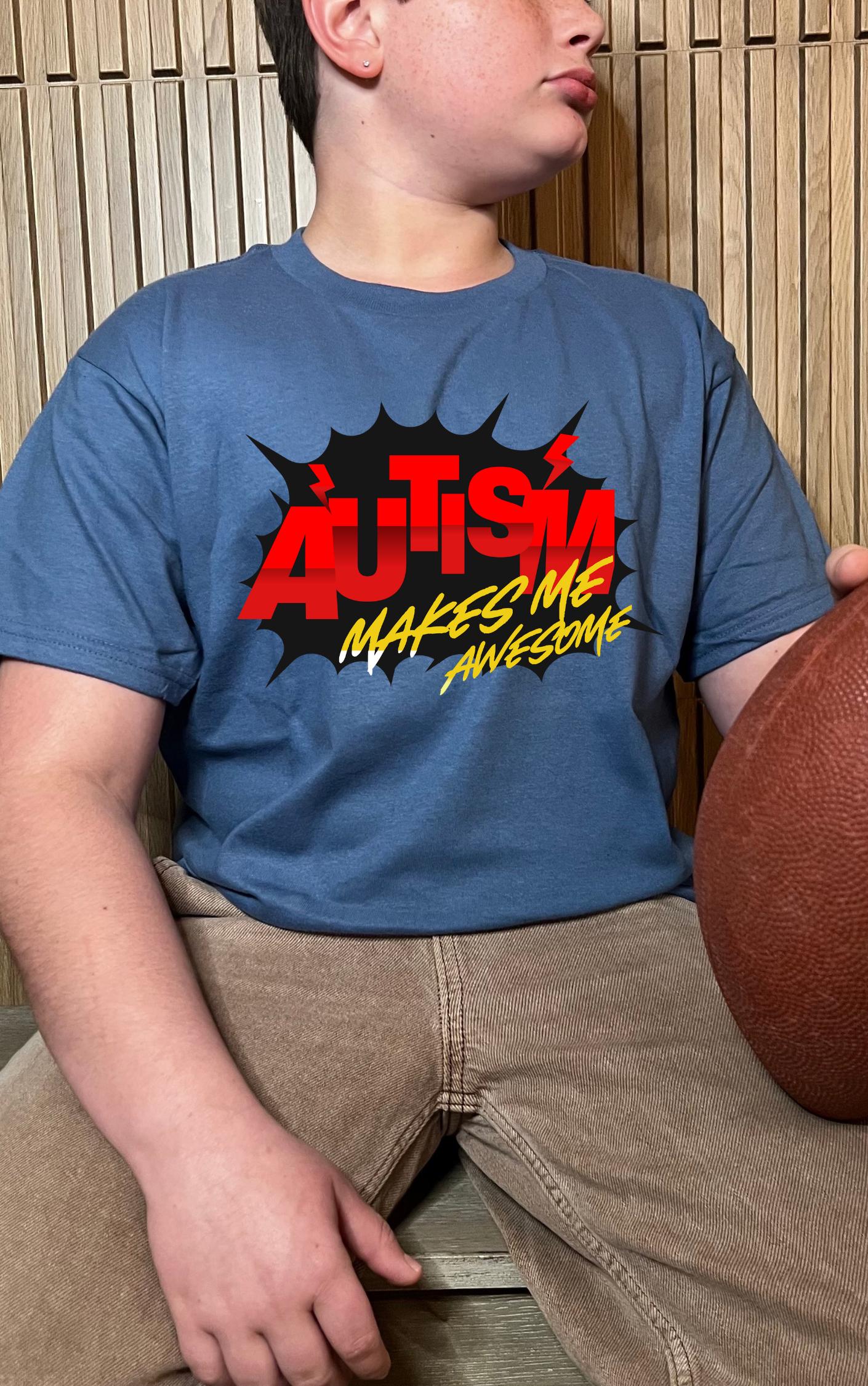 Autism Makes Me Awesome Youth Tee - Available in multiple colors!