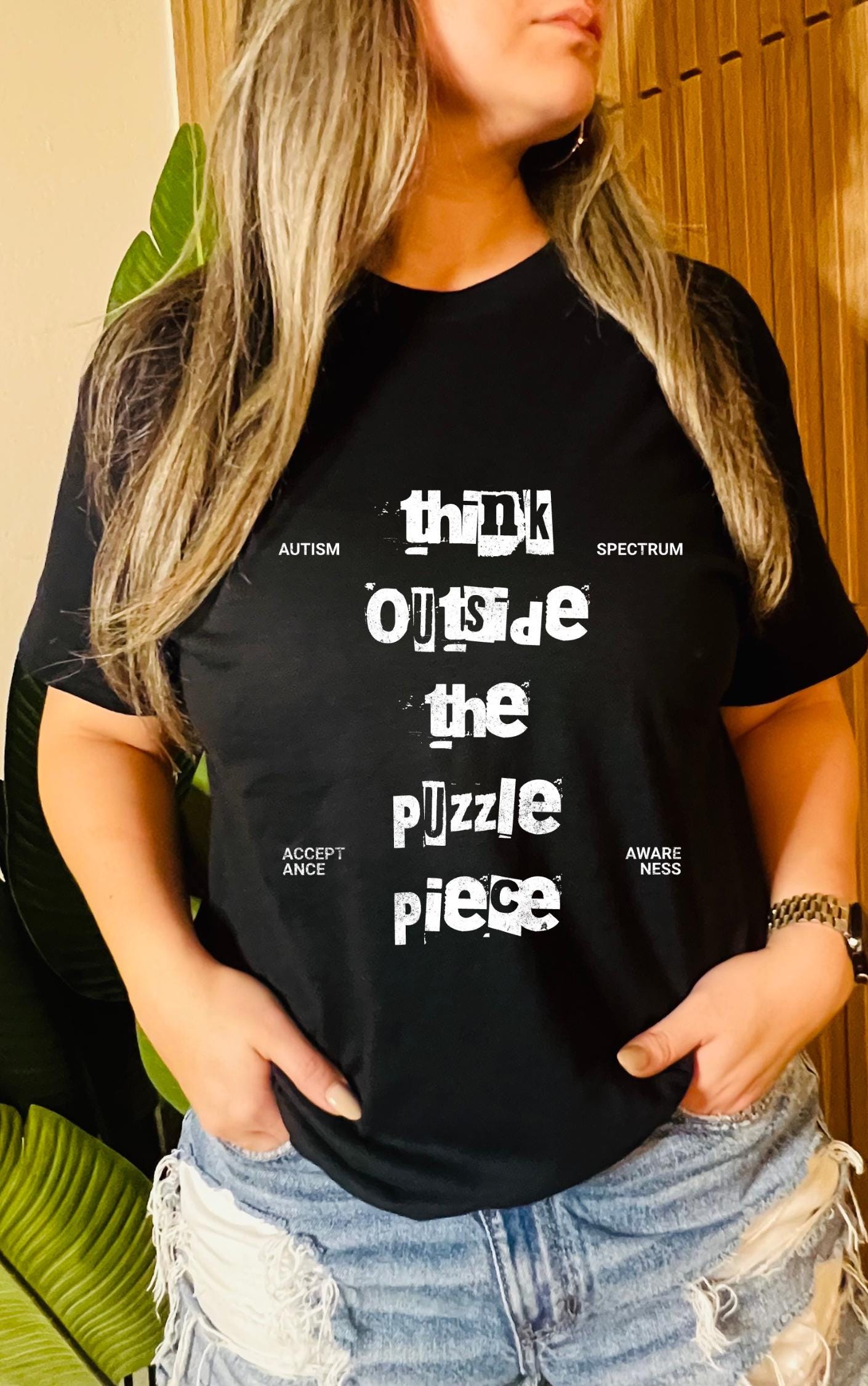Think Outside the Puzzle Piece Tee - Available in multiple colors!