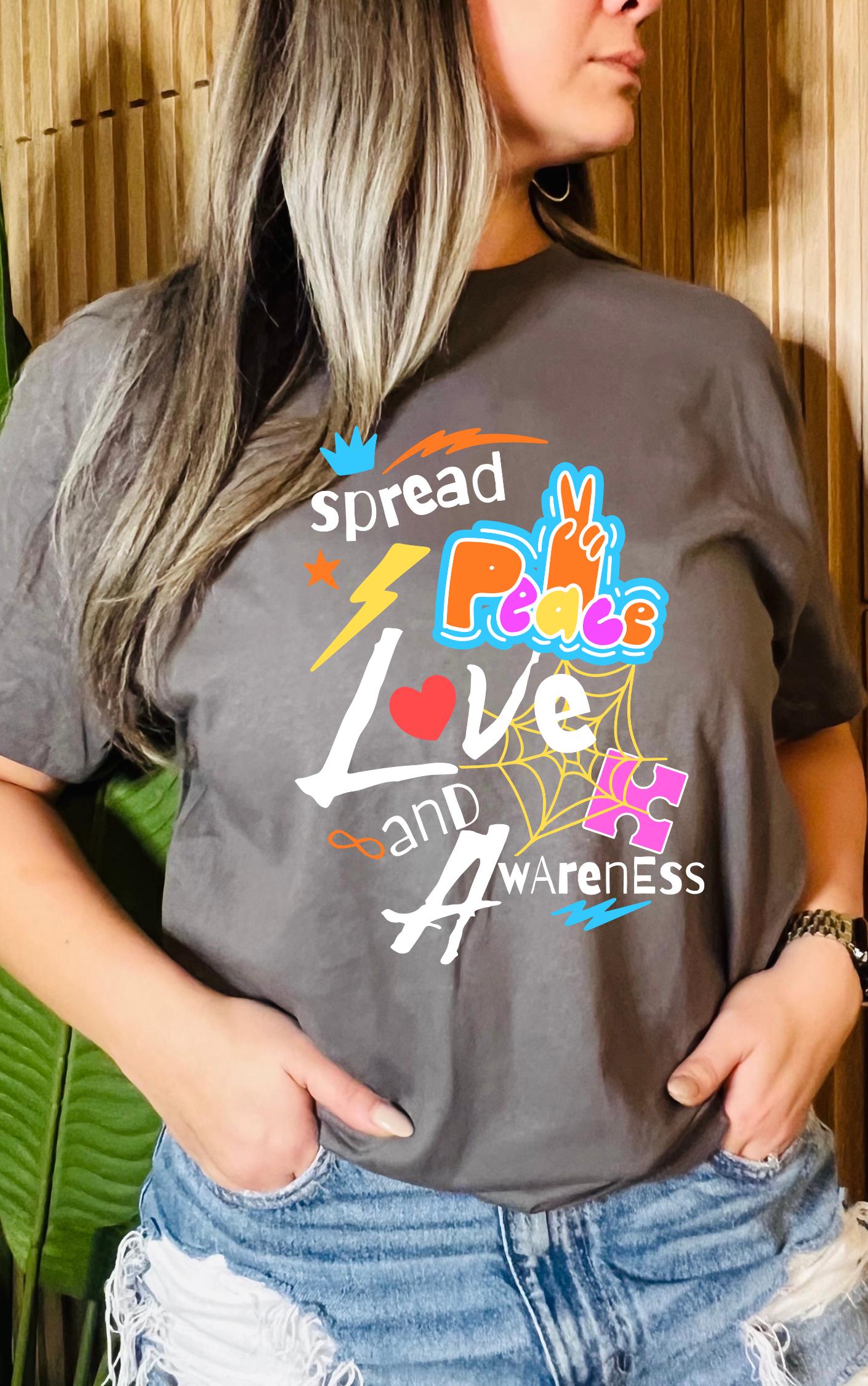 Spread Peace, Love, & Awareness Tee - Available in multiple colors!