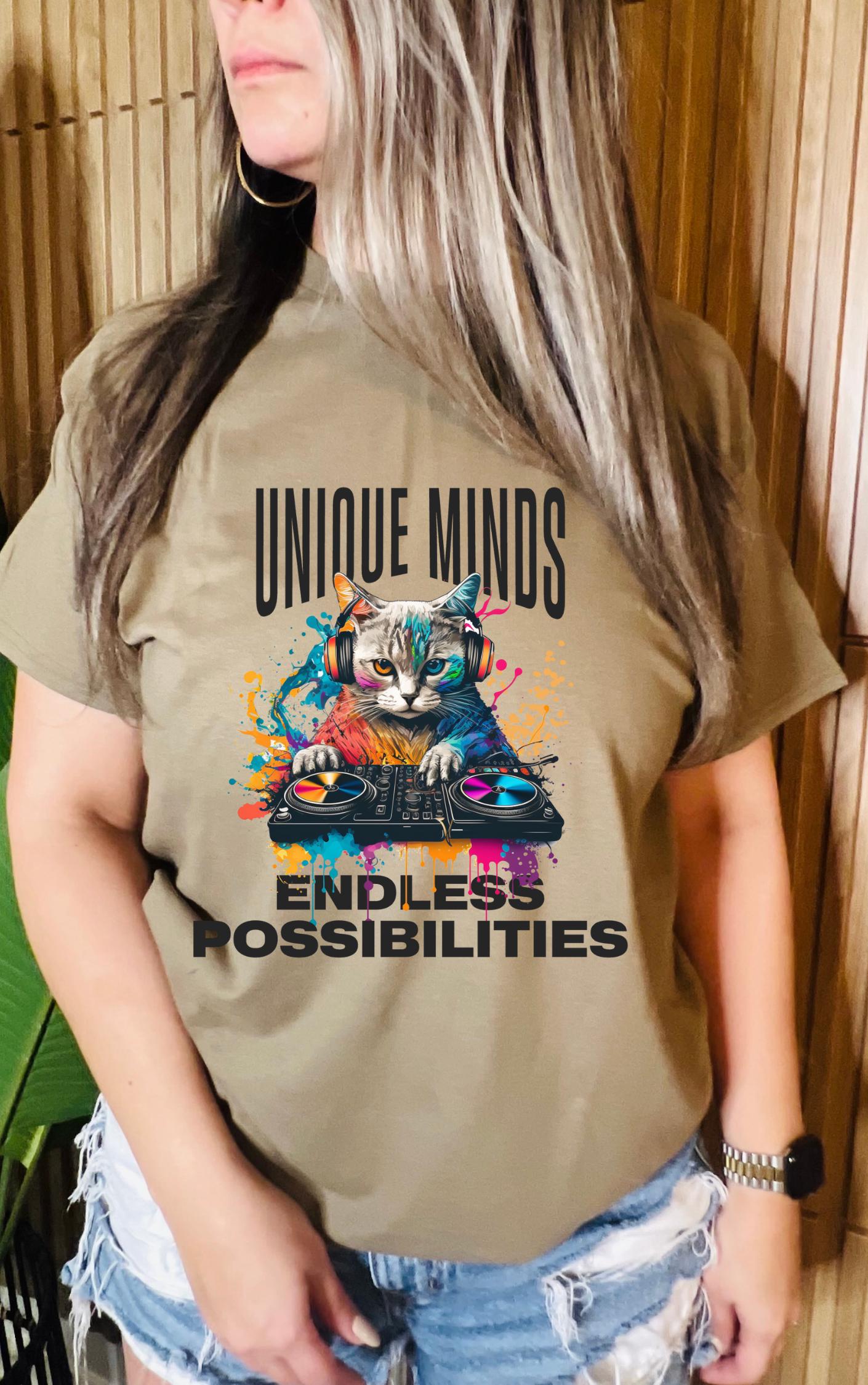 Unique Minds, Endless Possibilities Tee - Available in multiple colors!