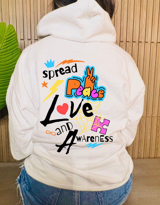Spread Peace, Love, Awareness Hoodie - Available in multiple colors!