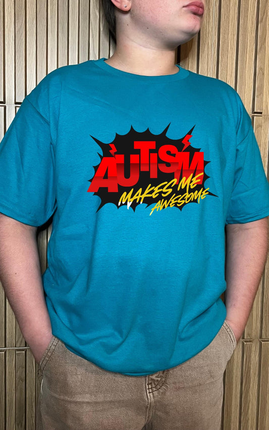 Autism Makes Me Awesome Youth Tee - Available in multiple colors!