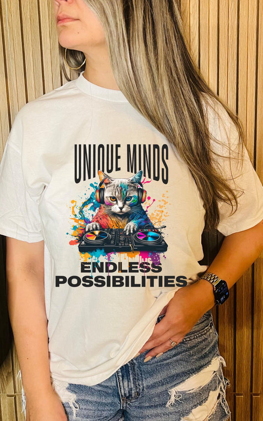 Unique Minds, Endless Possibilities Tee - Available in multiple colors!