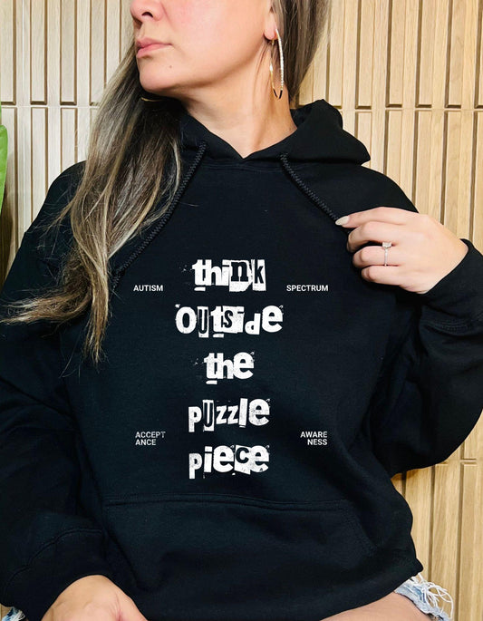 Think Outside the Puzzle Piece Hoodie - Available in multiple colors!