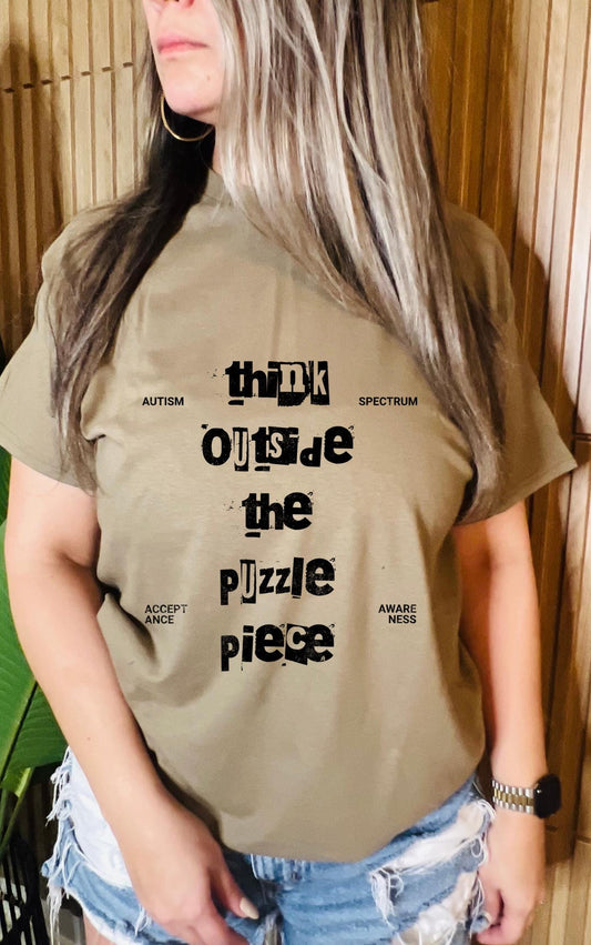 Think Outside the Puzzle Piece Tee - Available in multiple colors!