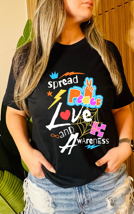 Spread Peace, Love, & Awareness Tee - Available in multiple colors!
